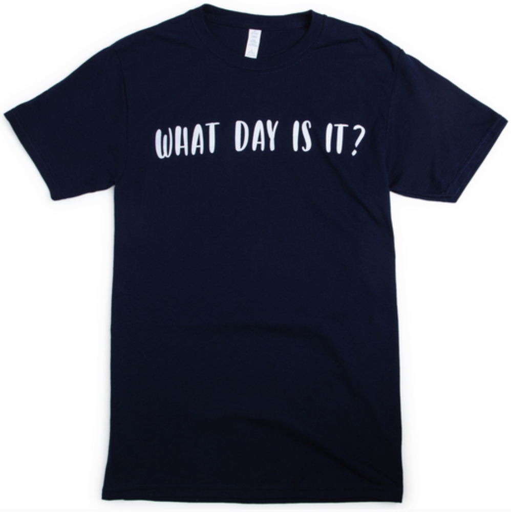 BOGO NWT FRUIT OF THE LOOM Very Dark NavyBlue Crewneck Lettered Short-Sleeve Tee